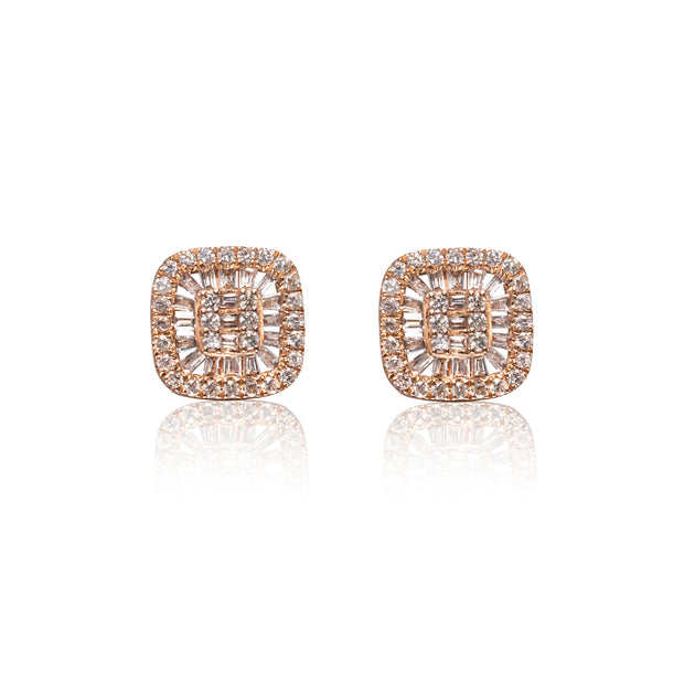 18ct Rose Gold Diamond Cluster Earrings