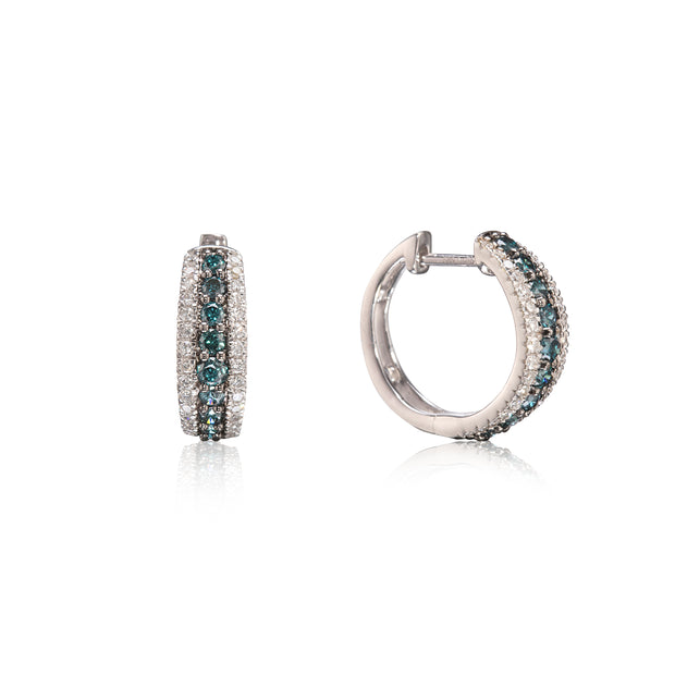 14ct White Gold Diamond Huggie Earrings