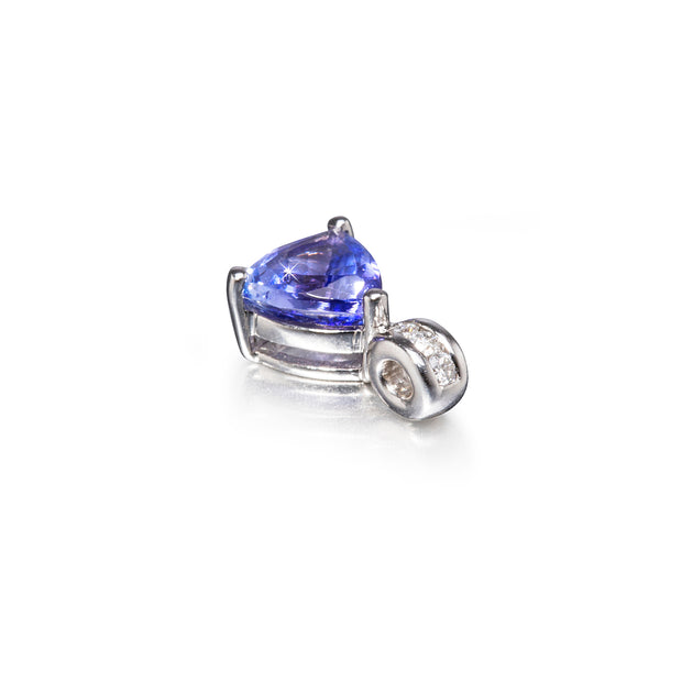 18ct White Gold Trillion Cut Tanzanite and Diamond Pendant