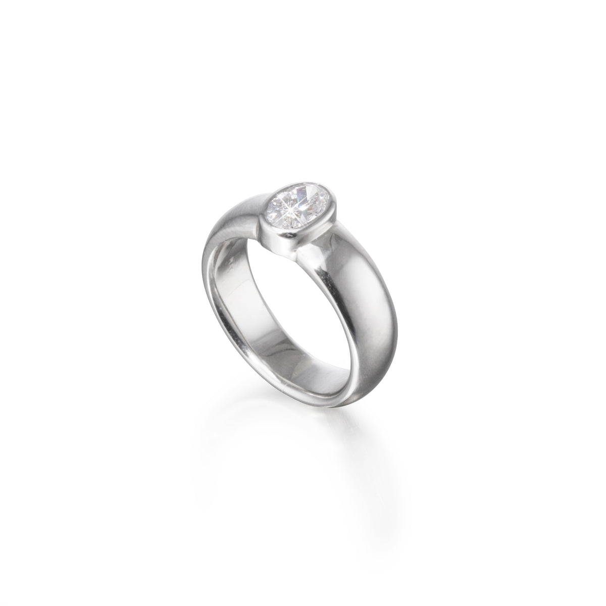 Platinum Oval Cut Diamond Solitaire Ring