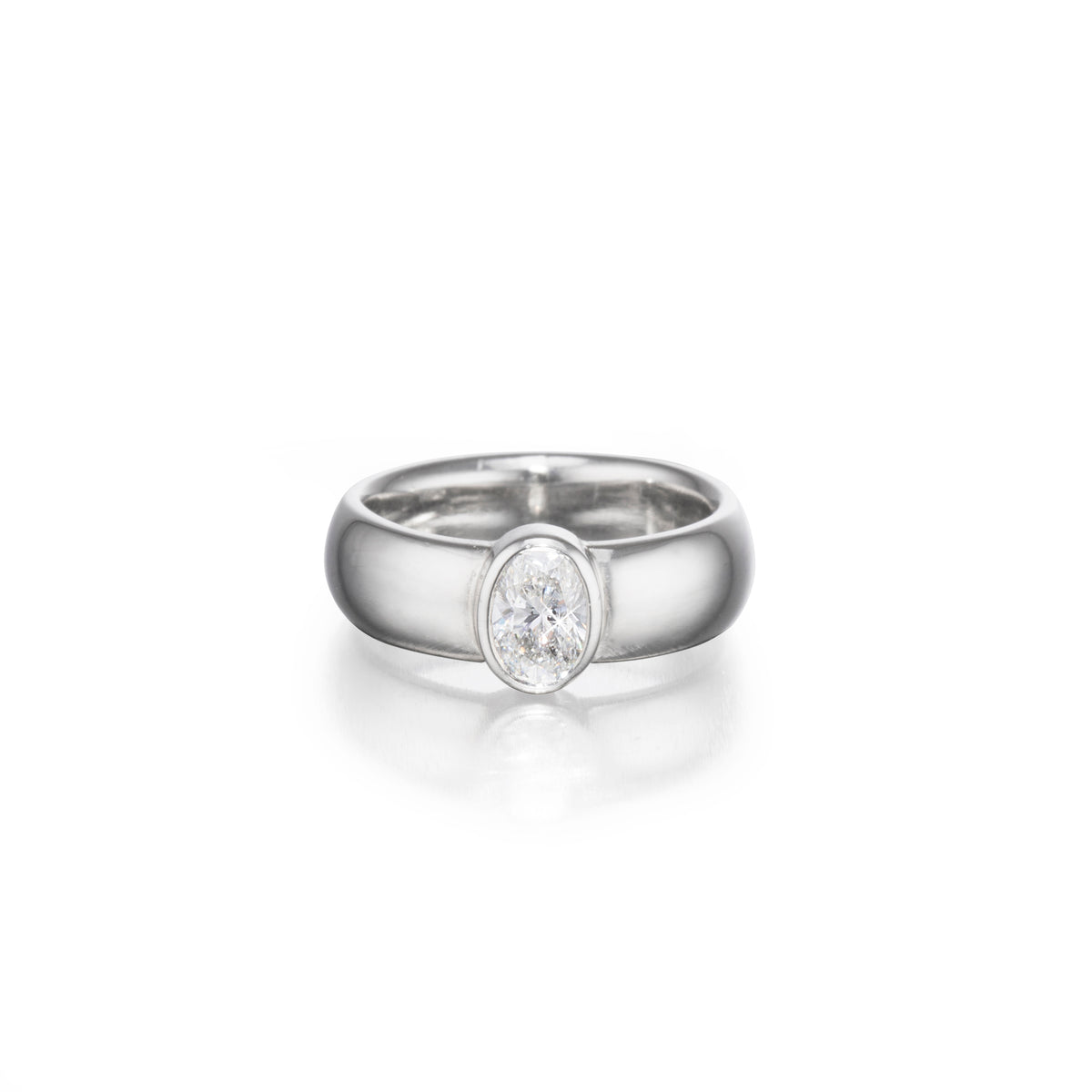 Platinum Oval Cut Diamond Solitaire Ring