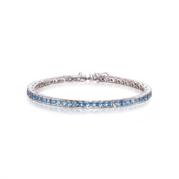 18ct White Gold Aquamarine Tennis Bracelet