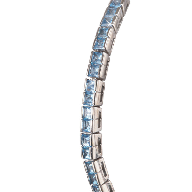 18ct White Gold Aquamarine Tennis Bracelet