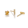 New 18ct Yellow Gold Diamond Bar Stud Earrings