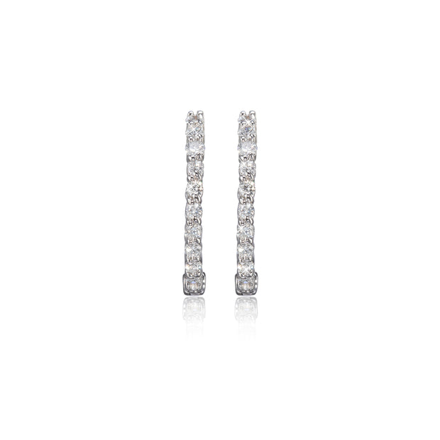 14ct White Gold Diamond Huggie Earrings