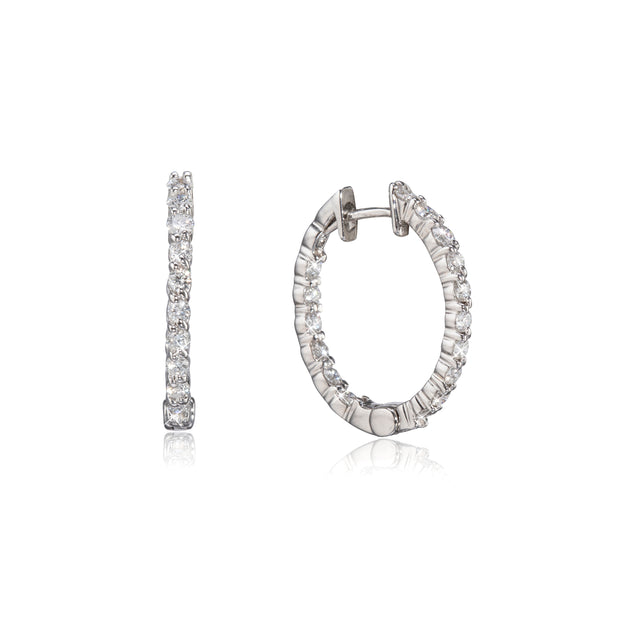 14ct White Gold Diamond Huggie Earrings