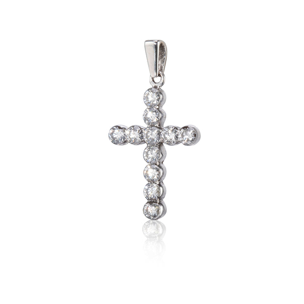 18ct White Gold Diamond Cross Pendant