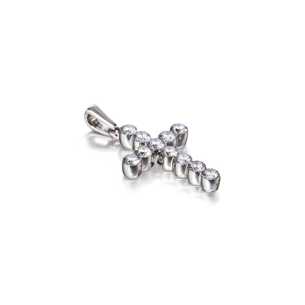 18ct White Gold Diamond Cross Pendant