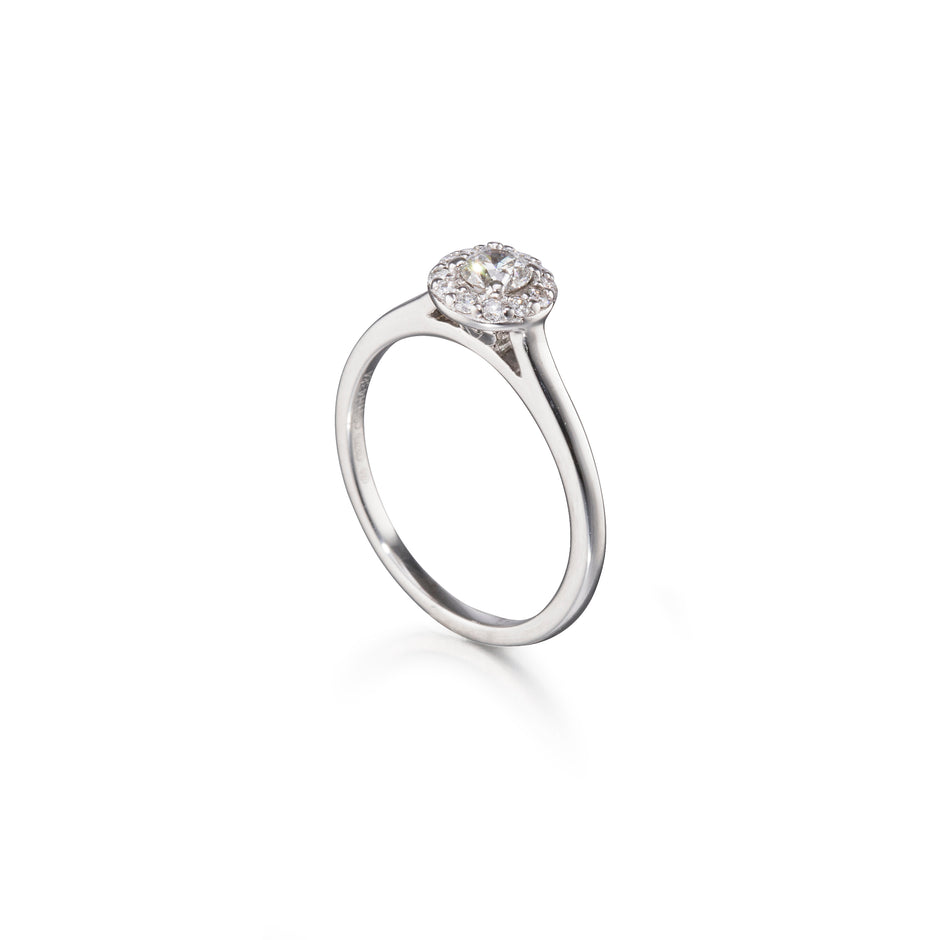 Browns 18ct White Gold Claw Set Diamond Halo Ring