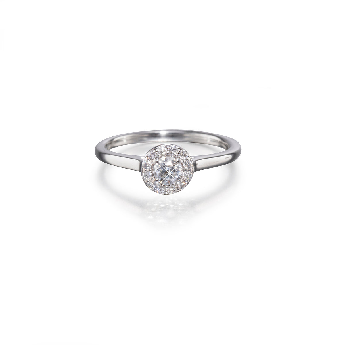 Browns 18ct White Gold Claw Set Diamond Halo Ring
