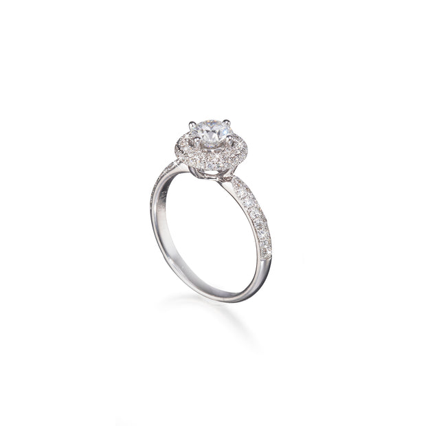 18ct White Gold Diamond Halo Ring