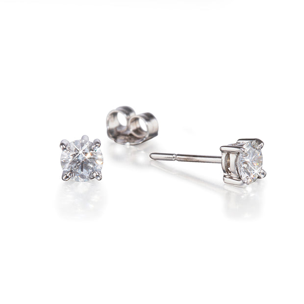 18ct White Gold Diamond Stud Earrings