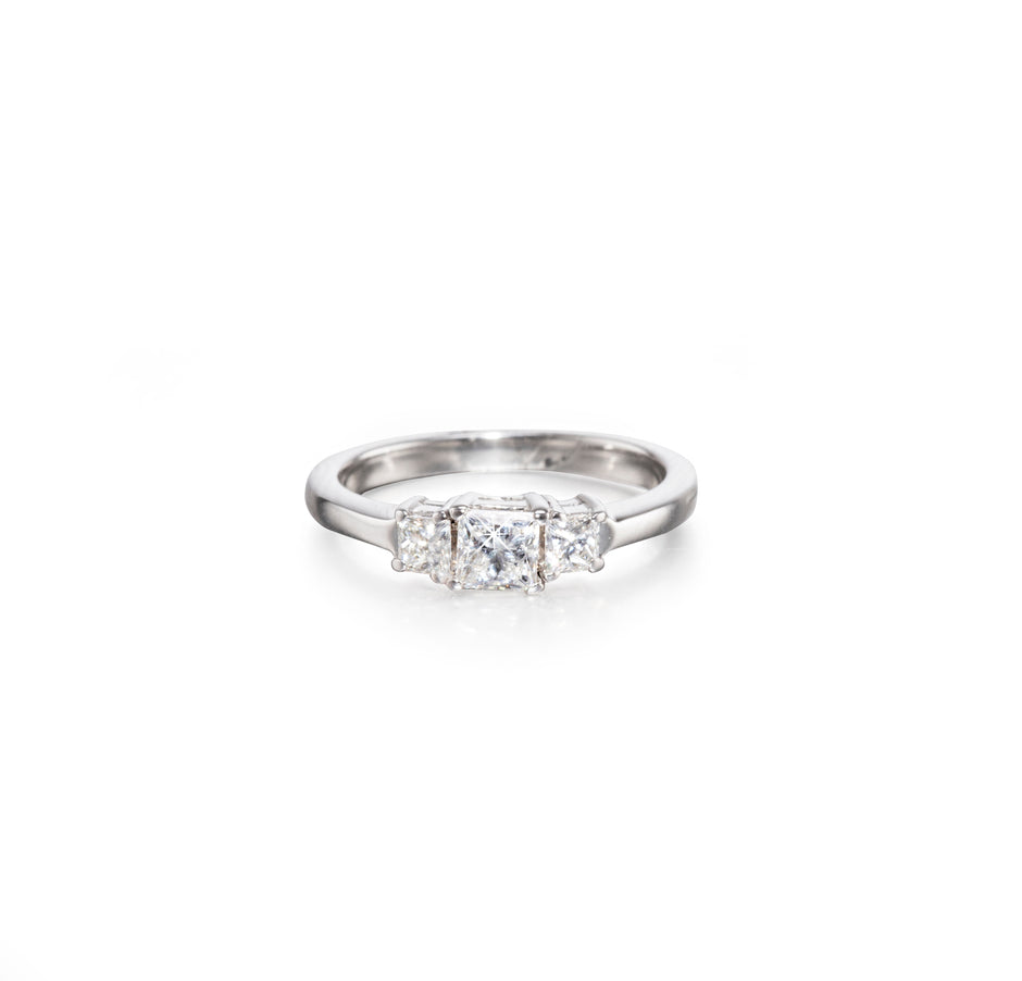 Browns 18ct White Gold Princess Cut Diamond Trilogy Ring