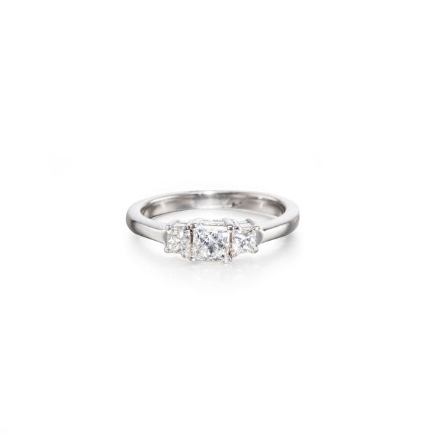 Browns 18ct White Gold Princess Cut Diamond Trilogy Ring