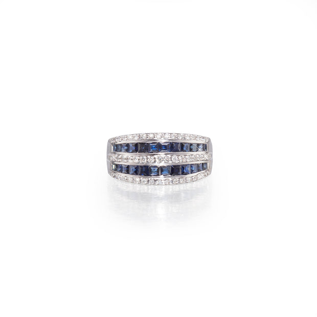 18ct White Gold Sapphire and Diamond Dress Ring