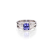 18ct White Gold Tube Setting Tanzanite and Diamond Ring