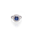9ct White Gold Tanzanite and Diamond Bezel Setting Halo Ring