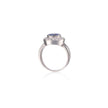 9ct White Gold Tanzanite and Diamond Bezel Setting Halo Ring