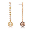 18ct Yellow Gold Diamond and South Sea Pearl Hanging Earrings