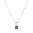 18ct White Gold Tanzanite and Diamond Tube Setting Pendant with a 18ct White Gold Chain
