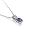 18ct White Gold Tanzanite and Diamond Tube Setting Pendant with a 18ct White Gold Chain