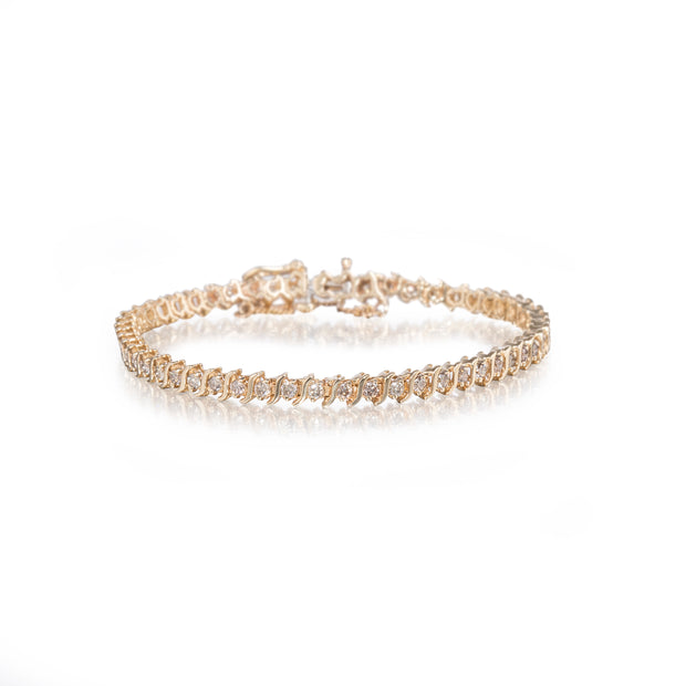14ct Yellow Gold Diamond Tennis Bracelet