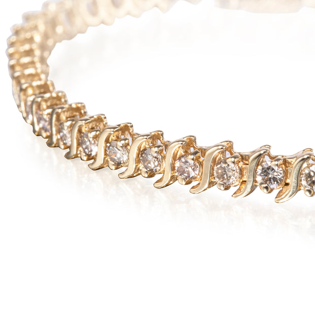 14ct Yellow Gold Diamond Tennis Bracelet