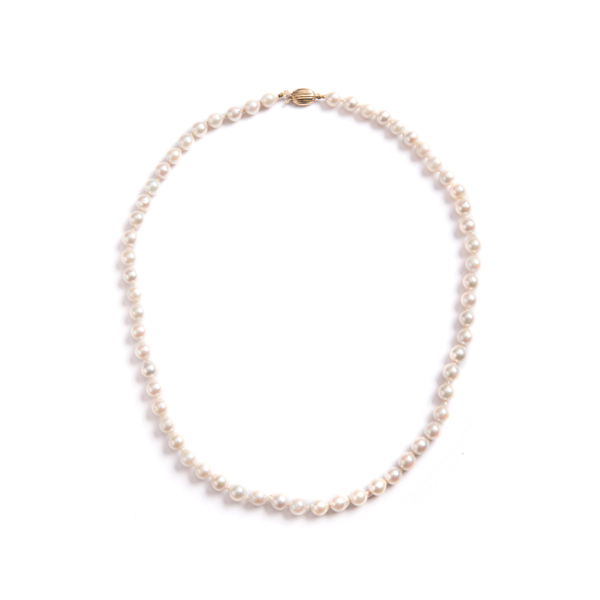 String of Semi Baroque Pearls Secured with a 9ct Yellow Gold Clasp