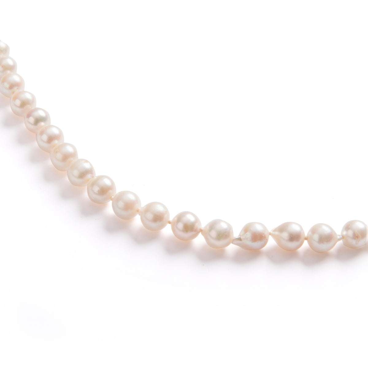 String of Semi Baroque Pearls Secured with a 9ct Yellow Gold Clasp