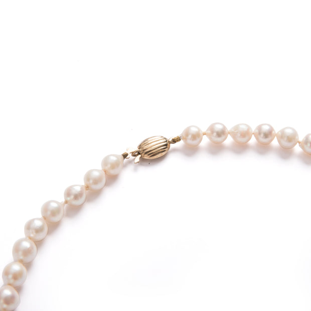 String of Semi Baroque Pearls Secured with a 9ct Yellow Gold Clasp