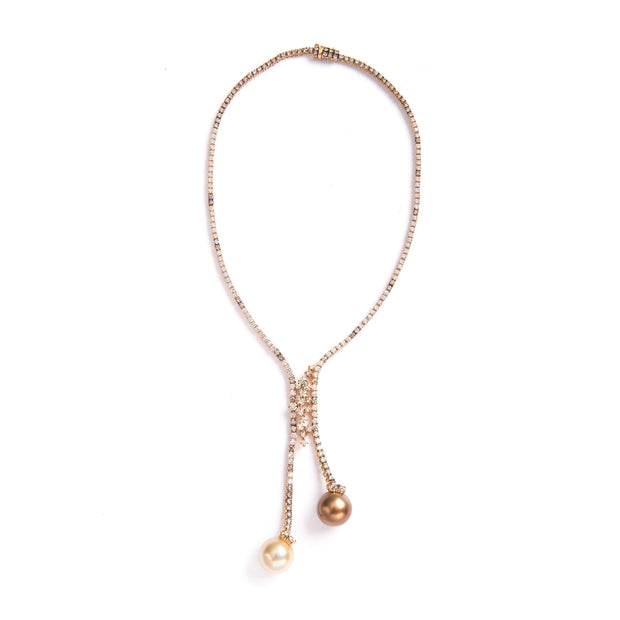18ct Rose Gold South Sea Pearl and Diamond Necklace