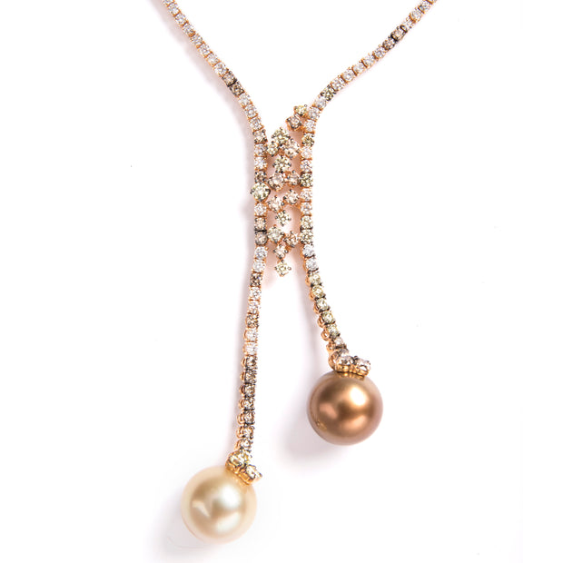 18ct Rose Gold South Sea Pearl and Diamond Necklace