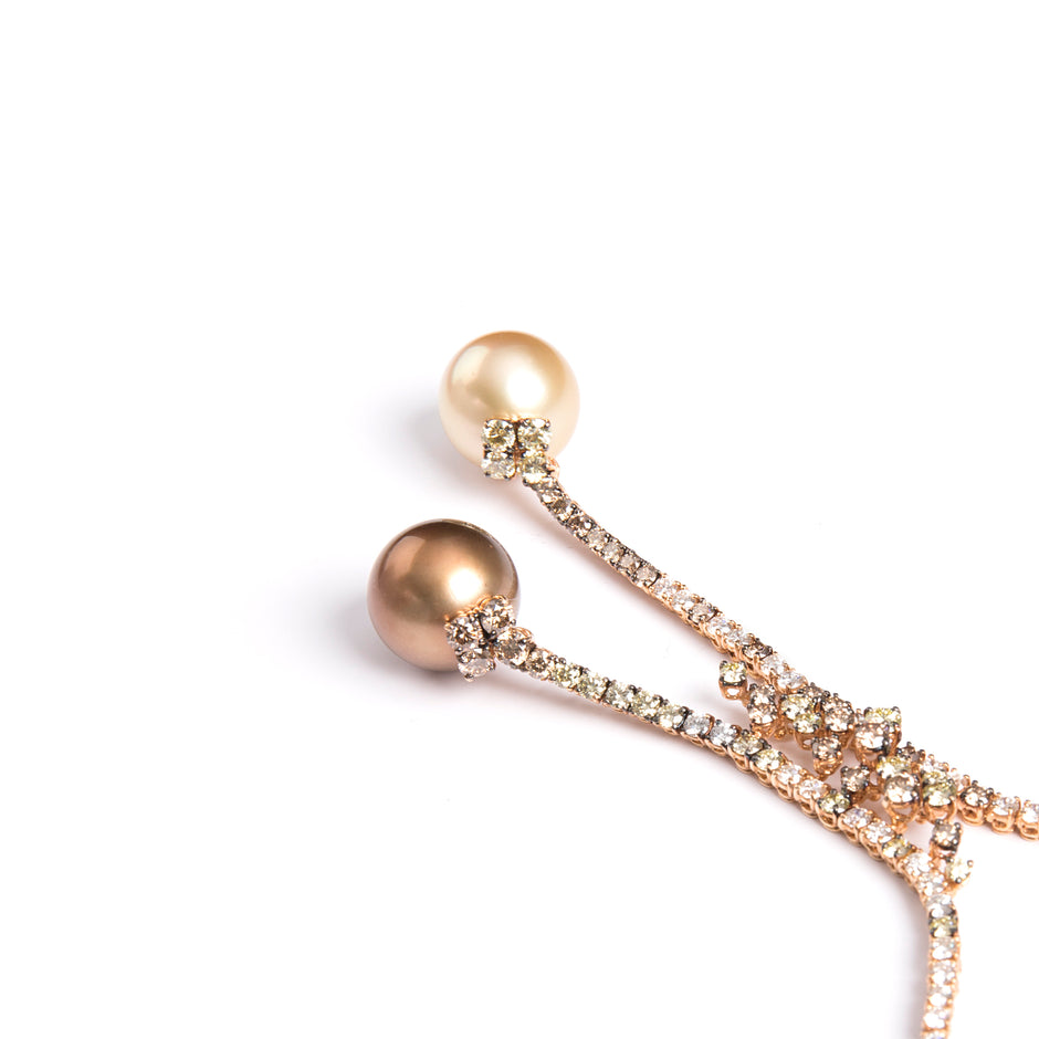 18ct Rose Gold South Sea Pearl and Diamond Necklace
