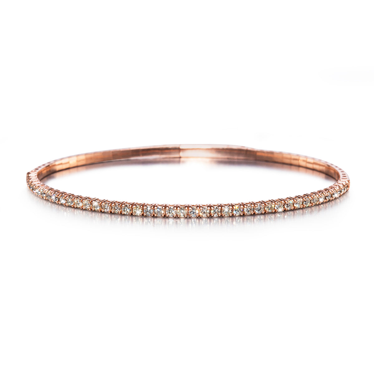 14ct Rose Gold Diamond Flexi Bangle