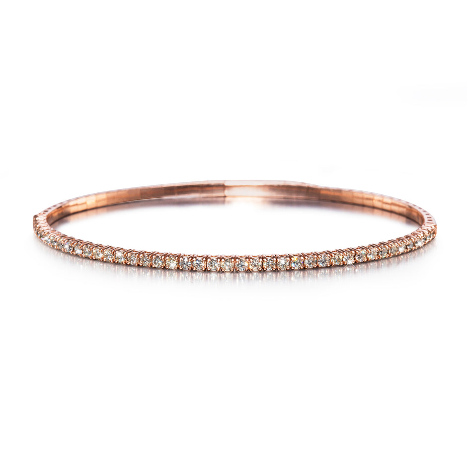 14ct Rose Gold Diamond Flexi Bangle