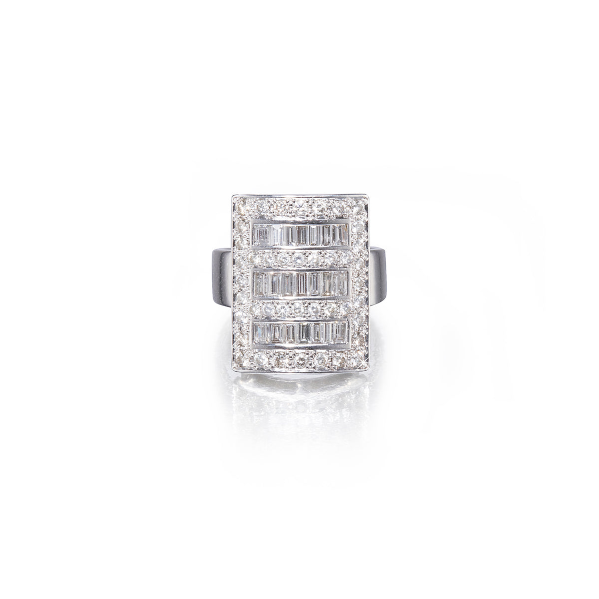 David Batchelor 18ct White Gold Rectangular Shape Cluster Ring