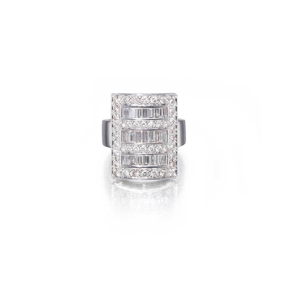 David Batchelor 18ct White Gold Rectangular Shape Cluster Ring