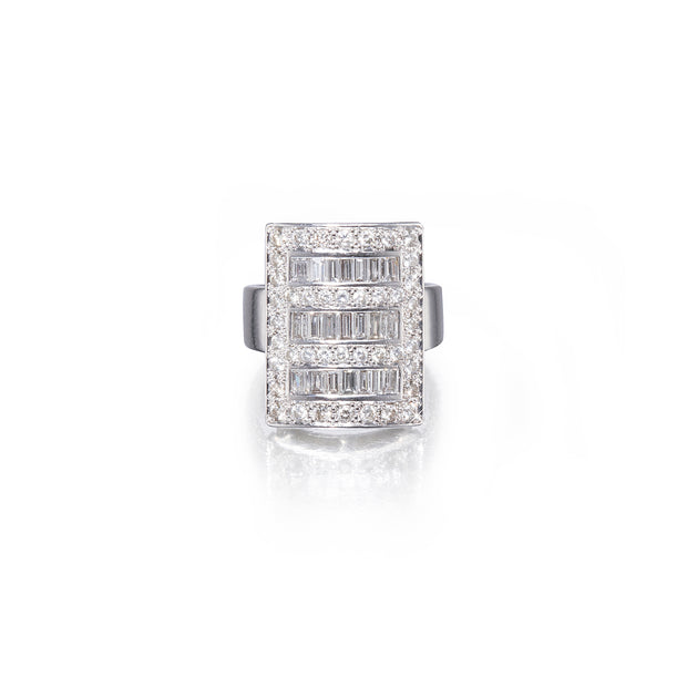 David Batchelor 18ct White Gold Rectangular Shape Cluster Ring