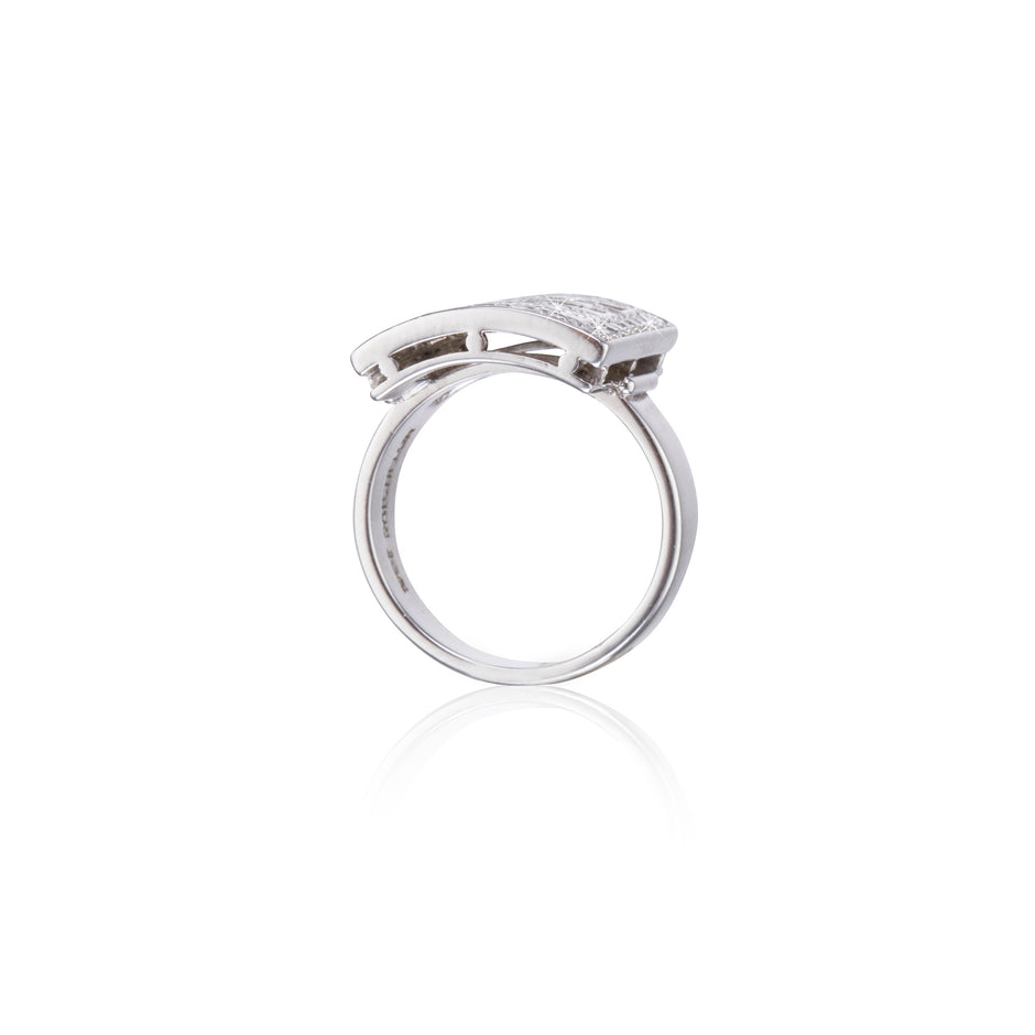 David Batchelor 18ct White Gold Rectangular Shape Cluster Ring