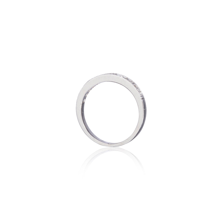 18ct White Gold Half Diamond Milgrain Eternity Ring