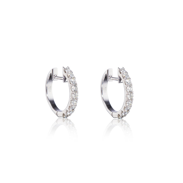 18ct White Gold Huggie Diamond Earrings