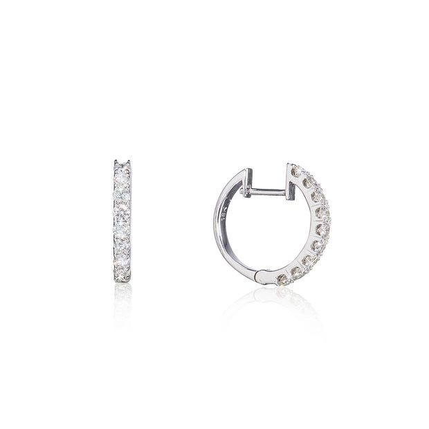 18ct White Gold Huggie Diamond Earrings