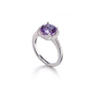 18ct White Gold Purple Quartz Halo Diamond Ring