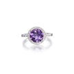 18ct White Gold Purple Quartz Halo Diamond Ring