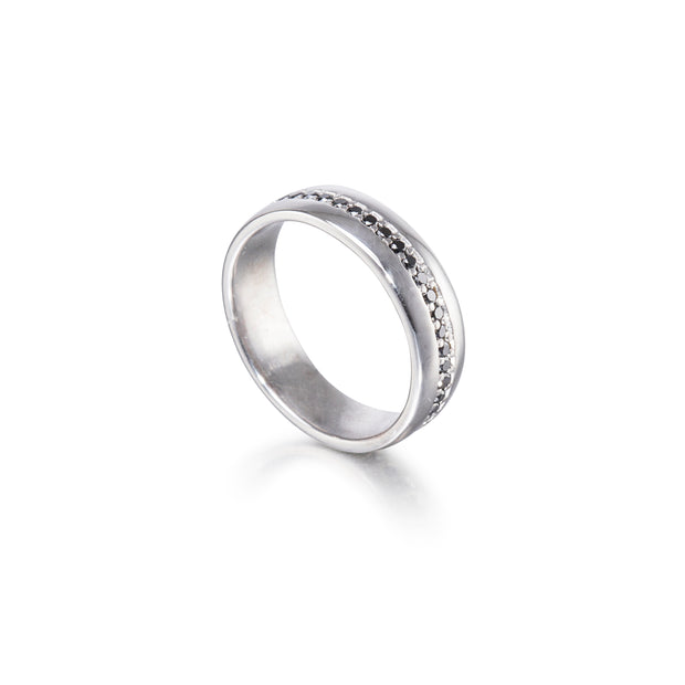 18ct White Gold Browns Black Diamond Gents Band