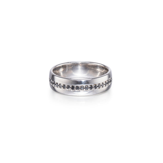 18ct White Gold Browns Black Diamond Gents Band