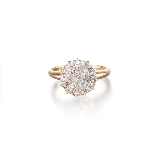 18ct Yellow Gold Antique Diamond Cluster Ring