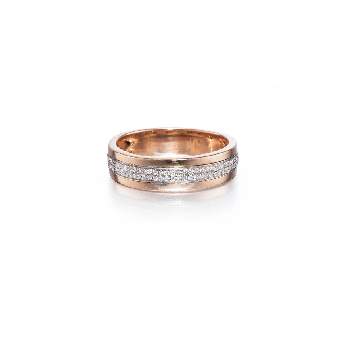 14ct Rose and White Gold Pave' Diamond Band