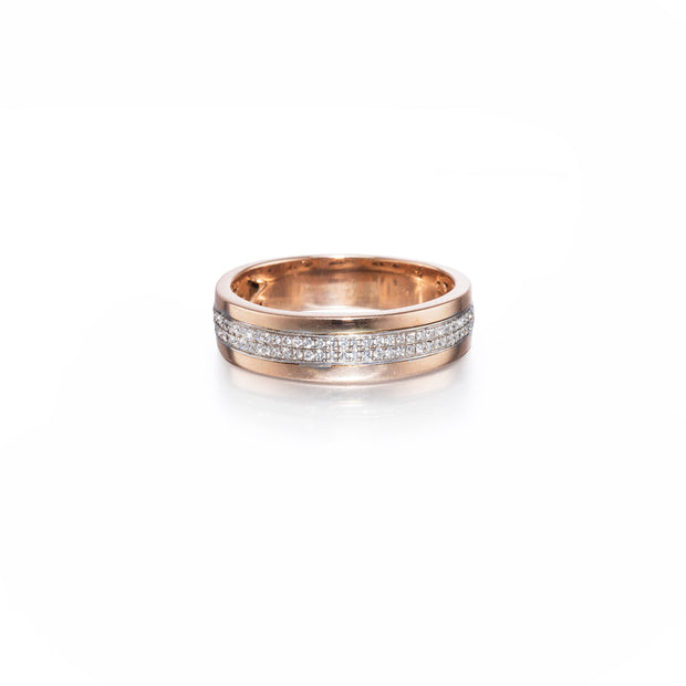 14ct Rose and White Gold Pave' Diamond Band