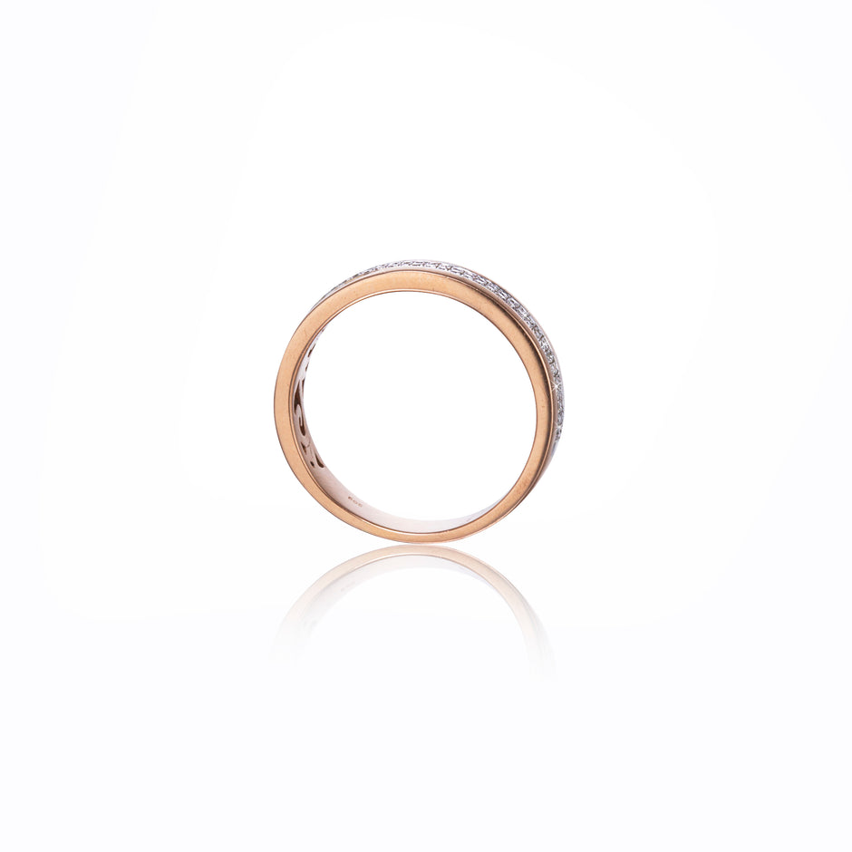14ct Rose and White Gold Pave' Diamond Band